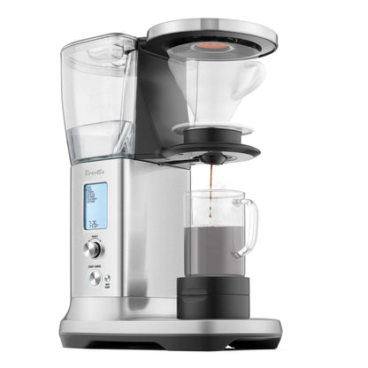 Product shot of Breville Precision Brewer Glass Carafe BDC400BSS with pourover adapter kit in place