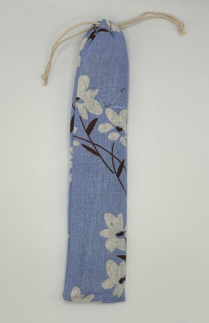 Metal straw pouches light blue floral