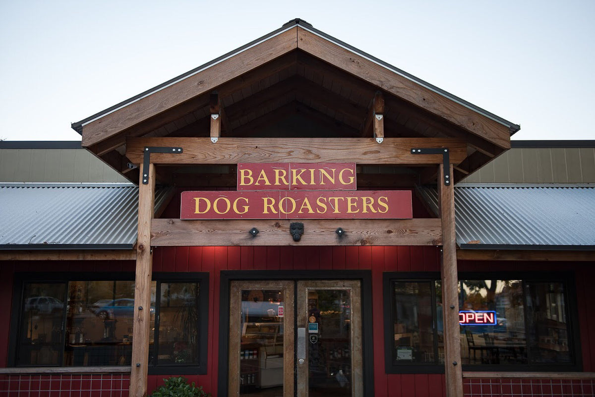 Exterior of Barking Dog Roasters a local Sonoma coffee roastery and bakery
