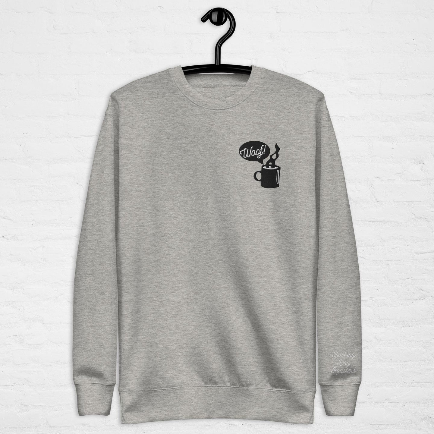 Barking Mug Sweatshirt Grey Hanging Front