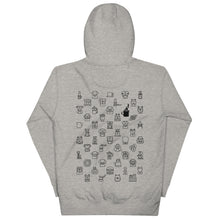 Load image into Gallery viewer, Coffee equipment and dogs hoodie Barking dog roasters sweatshirt carbon grey cotton  back