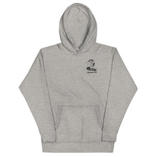 Load image into Gallery viewer, Coffee equipment and dogs hoodie Barking dog roasters sweatshirt carbon grey cotton front