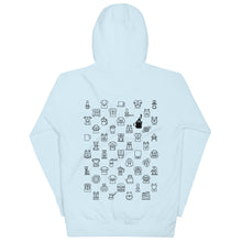 Load image into Gallery viewer, Coffee equipment and dogs hoodie Barking dog roasters sweatshirt cotton sky blue back