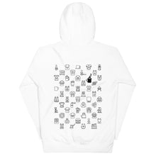 Load image into Gallery viewer, Coffee equipment and dogs hoodie Barking dog roasters sweatshirt cotton white back